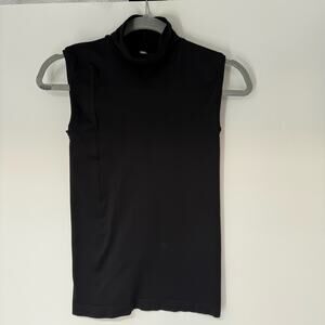 Commando Sleeveless Turtleneck Top Womens One Size Black Pullover Slim Fit